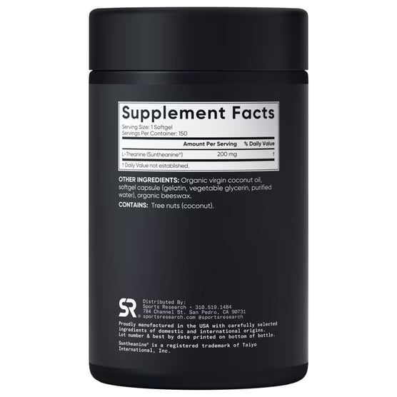 Sports Research L-Theanine Suntheanine 200 mg, 150 Softgels