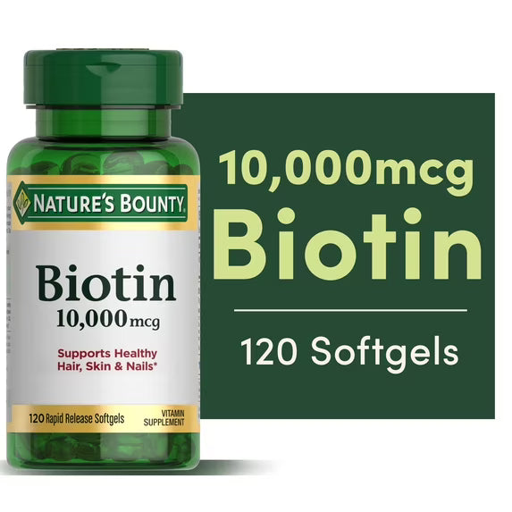 Nature's Bounty Biotin Supplement, 10000mcg, 120 Rapid Release Softgels