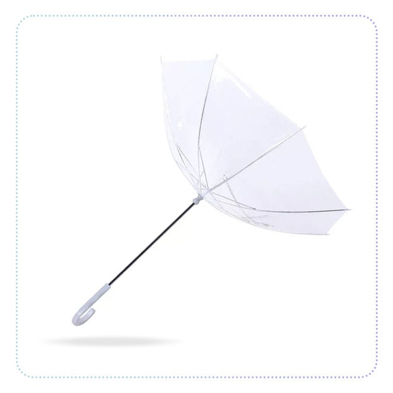 Transparent Dog Umbrella-လက်ကိုင်ရိုးရှည်တိထီး