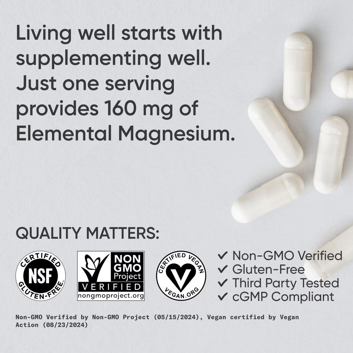 Sports Research Chelated Magnesium Glycinate 160mg, 200 Veggie Capsules