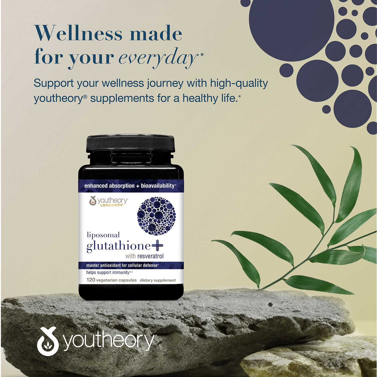 Youtheory Liposomal Glutathione+ with Resveratrol Capsules, 120 ct.