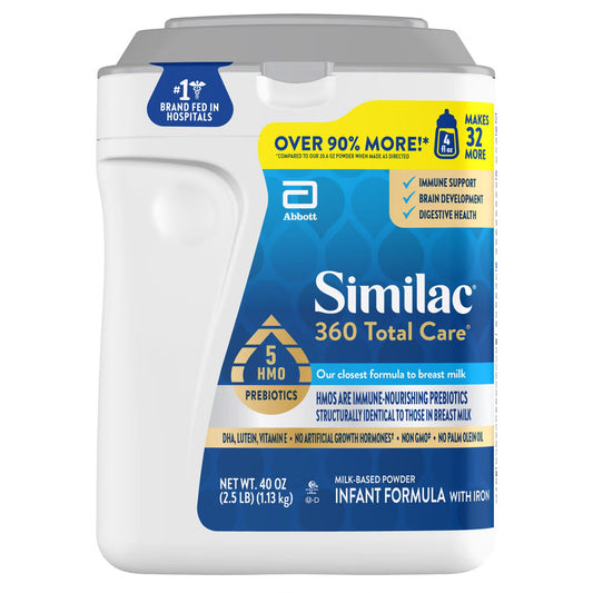 Similac 360 Total Care with 5 HMO's, Non-GMO Infant Formula Powder, 40 oz