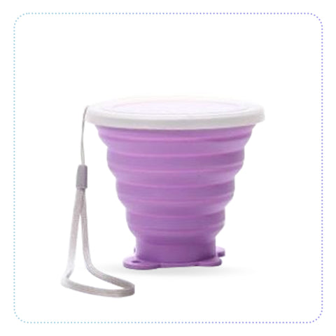 Silicone Foldable Water Cup-အဖုံးပါ ခေါက်ရေခွက်