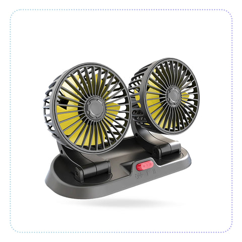 Portable Car Cooling Fan USB 12V 24V Adjustable Dual Head Mini Fan Universal Car Accessories-ကားထဲသုံး 2 ခေါင်းပါပန်ကာ