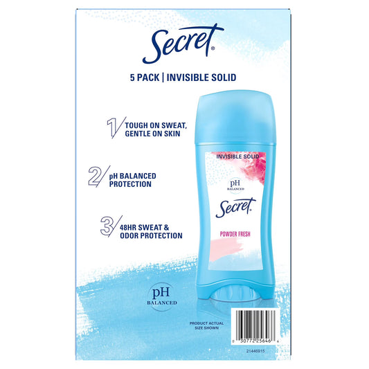 Secret Invisible Solid Antiperspirant Deodorant, Powder Fresh, 2.4 oz., 1-Pack