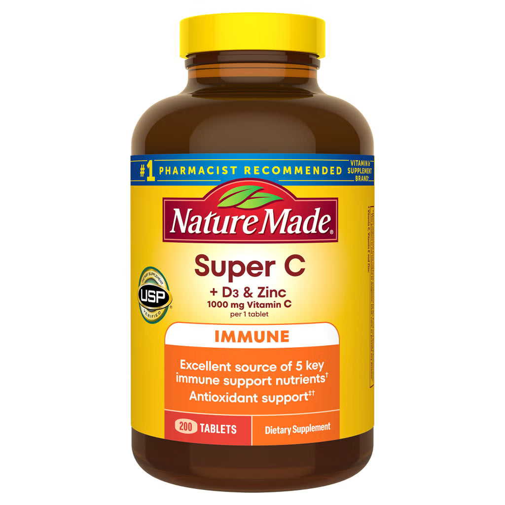 Nature Made Super C with Vitamin D3 and Zinc, 200 Tablets