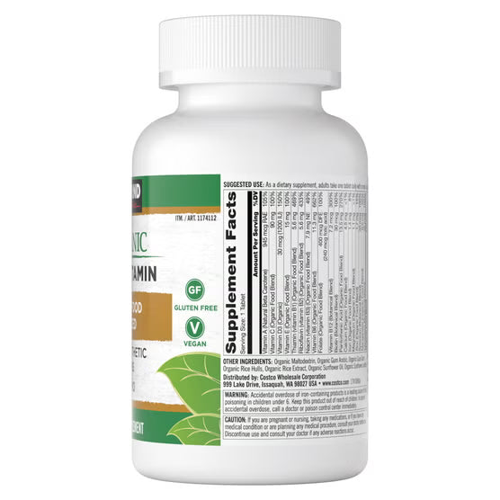 Kirkland Signature USDA Organic Multivitamin, 80 Coated Tablets