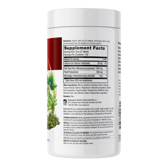 Weider Red Yeast Rice Plus 1200 mg, 240 Tablets