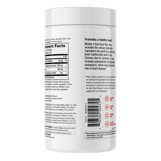 Weider Red Yeast Rice Plus 1200 mg, 240 Tablets