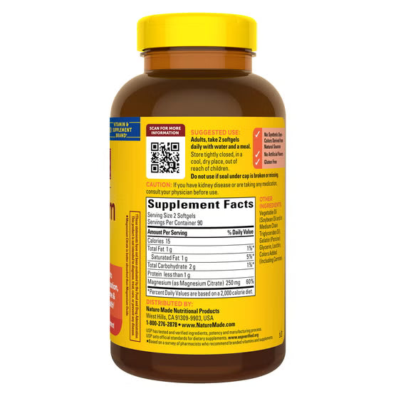 Nature Made Magnesium Citrate 250 mg., 180 Softgels