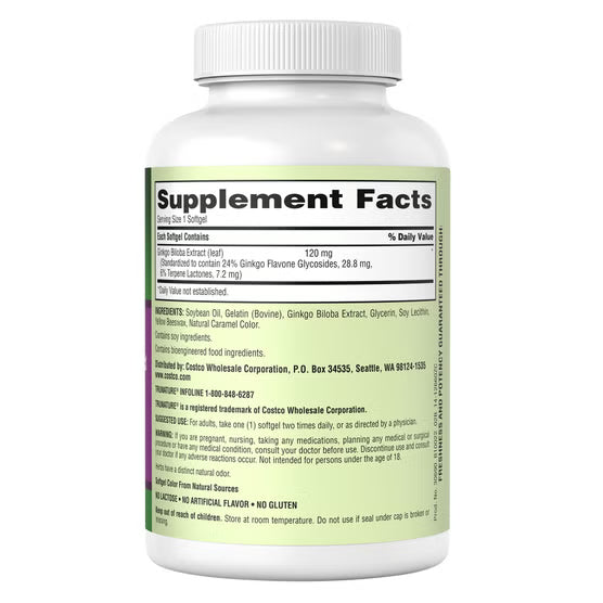 Trunature Ginkgo Biloba 120mg, 340 Softgels
