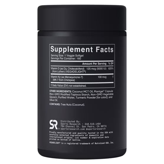 Sports Research D3 + K2, 160 Veggie Softgels