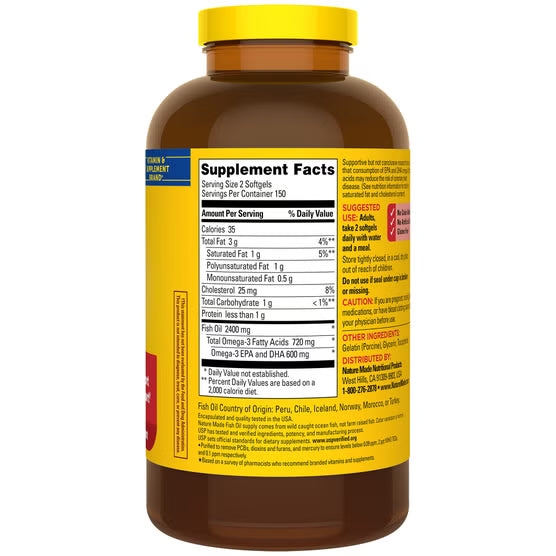 Nature Made Fish Oil 2400 mg, 300 Softgels