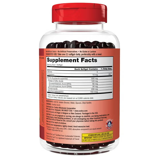 Kirkland Signature Krill Oil 500mg, 180 Softgels