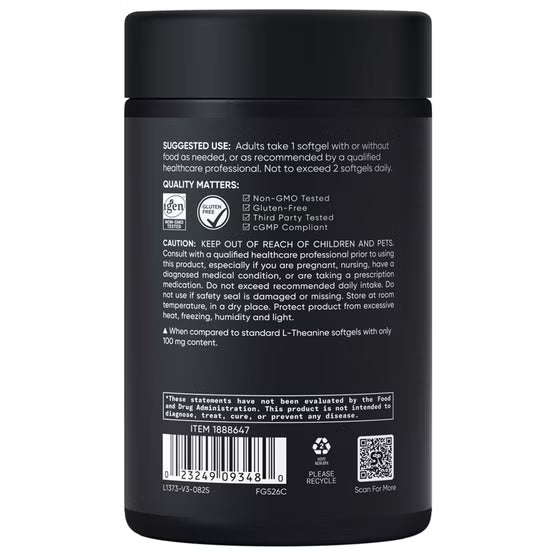 Sports Research L-Theanine Suntheanine 200 mg, 150 Softgels