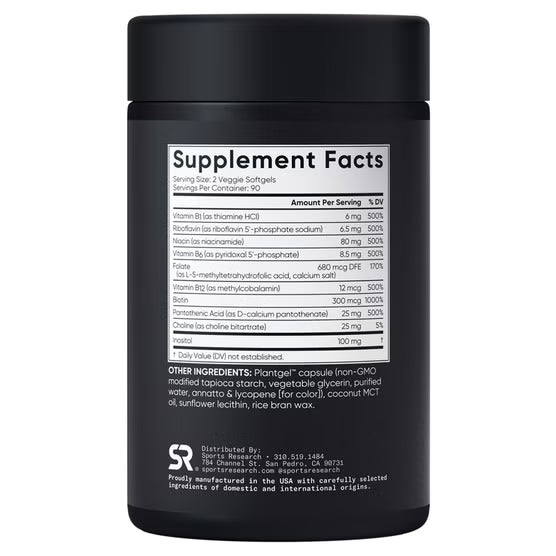 Sports Research Vitamin B Complex, 180 Veggie Soft Gels
