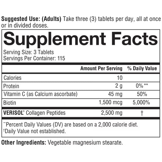 youtheory Concentrated Effect Verisol Collagen with Biotin, 345 Count