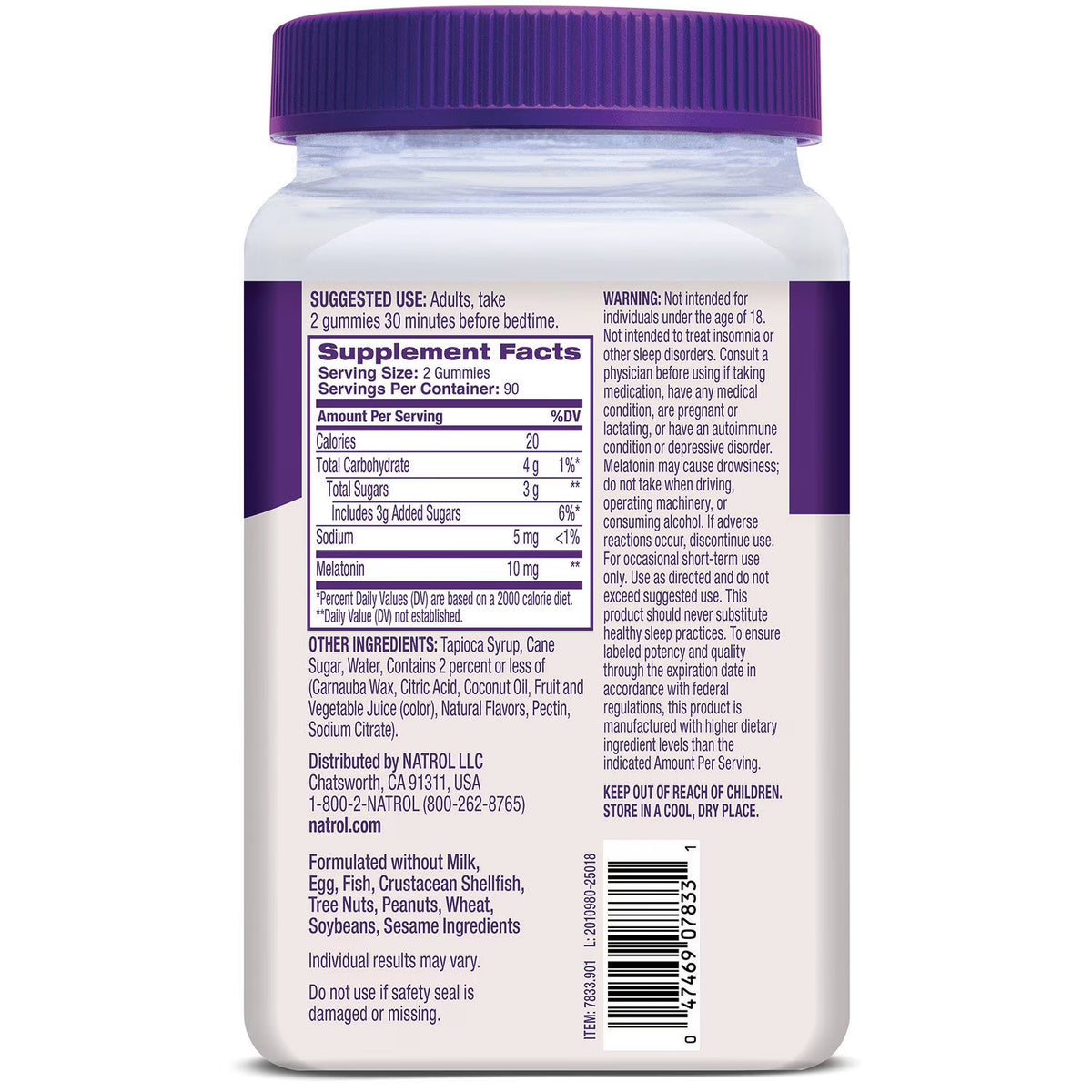 Natrol Sleep Melatonin 10mg Per Serving Gummies, Strawberry, 180 ct.