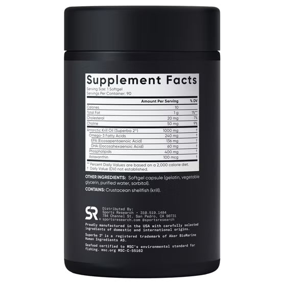 Sports Research Omega-3 Krill Oil Superba2 1000mg, 90ct Softgels