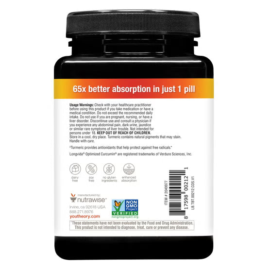 youtheory Total Body Turmeric, 90 Vegetarian Capsules
