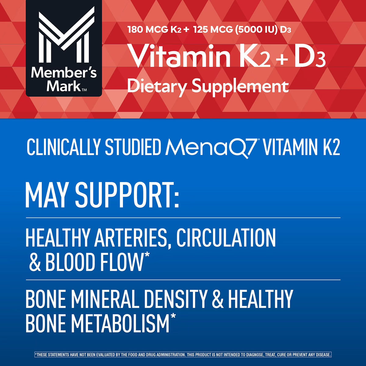 Member's Mark Vitamin K2 + D3 Softgels, 150 ct.