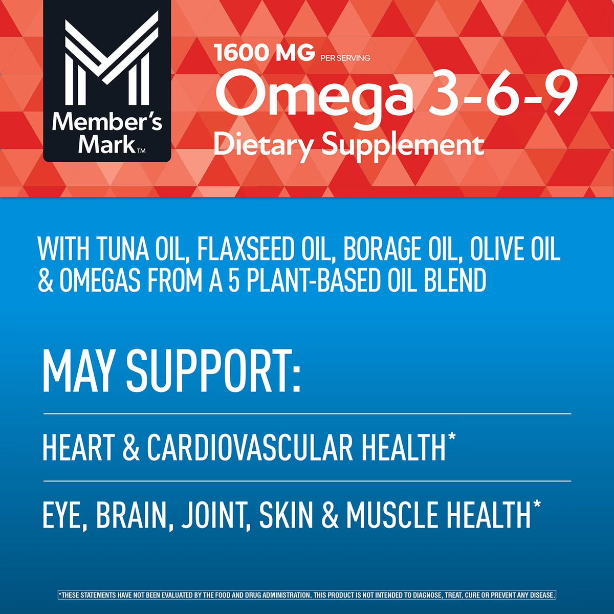 Member's Mark Omega 3-6-9 with Sustainably Sourced Tuna Oil Softgels, 300 ct.