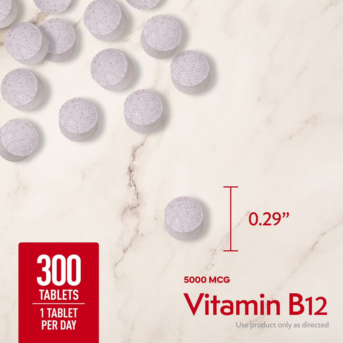 Member's Mark Vitamin B12 Quick Dissolve Tablets, 5000 mcg, Cherry, 300 ct.