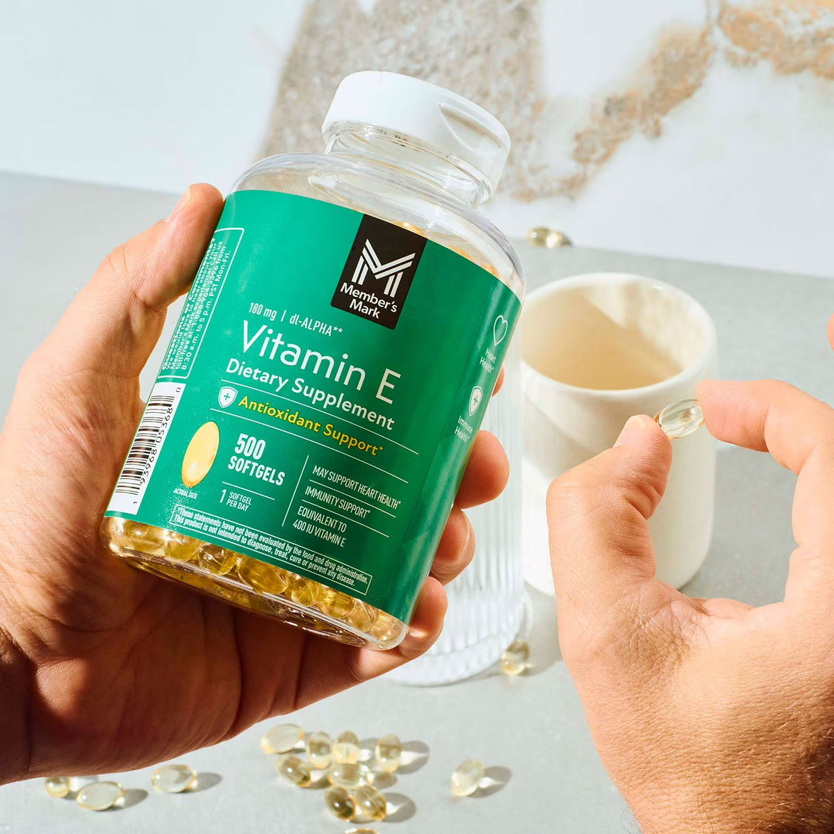 Member's Mark Vitamin E Softgels, 180 mg, 500 ct.