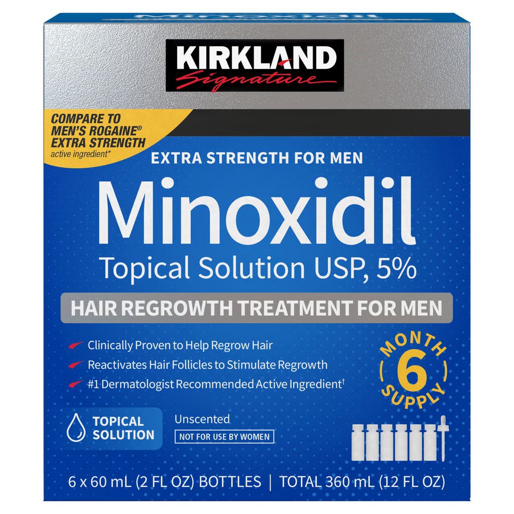 Kirkland Signature Hair Regrowth Treatment Extra Strength for Men, 5% Minoxidil Topical Solution, 2 fl oz, 1-Pack