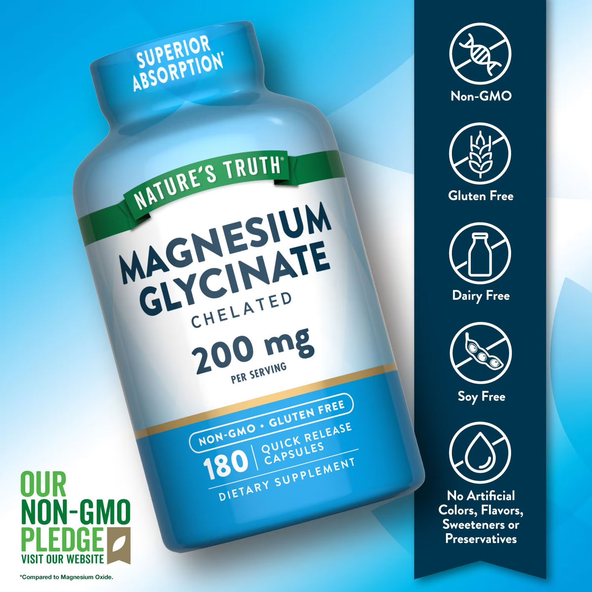 Nature's Truth Magnesium Glycinate Capsules, 200 mg, 180 ct.
