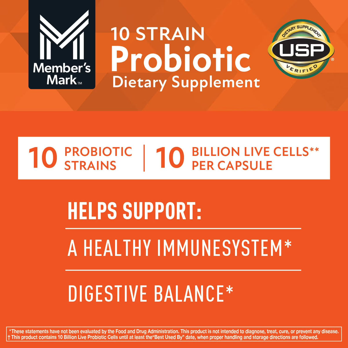 Member's Mark 10 Strain Probiotic Capsules, 84 ct.