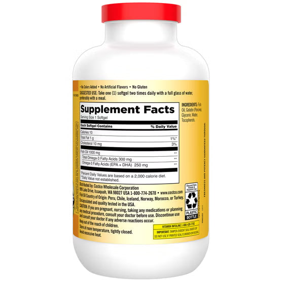 Kirkland Signature Fish Oil 1000 mg., 400 Softgels
