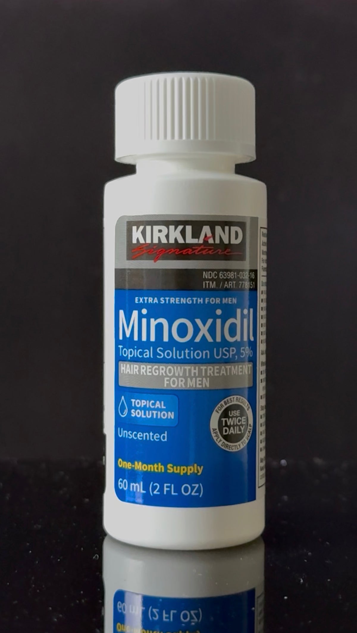 Kirkland Signature Hair Regrowth Treatment Extra Strength for Men, 5% Minoxidil Topical Solution, 2 fl oz, 1-Pack