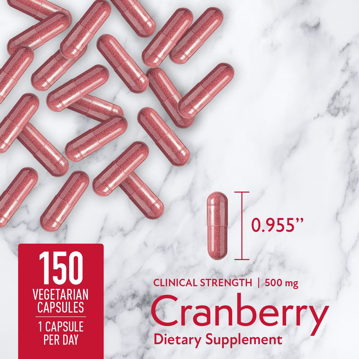 Member's Mark Clinical Strength Cranberry Capsules, 500 mg, 150 ct.