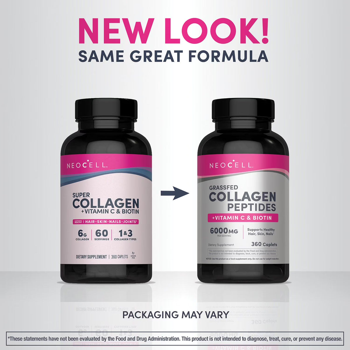 NeoCell Grassfed Collagen Peptides + Vitamin C & Biotin Caplets, 360 ct.
