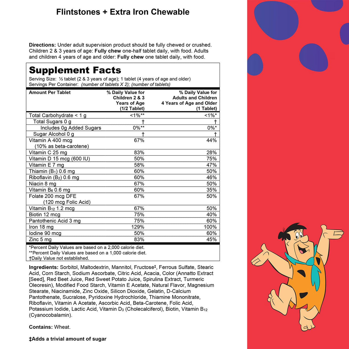 Flintstones Chewable Kids Multivitamin + Extra Iron, Chewable Tablets, 210 ct.