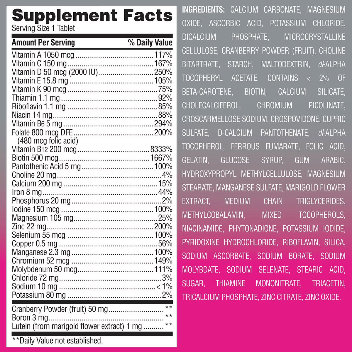 Member's Mark Advanced Women's 50+ Multivitamin Tablets, 275 ct.