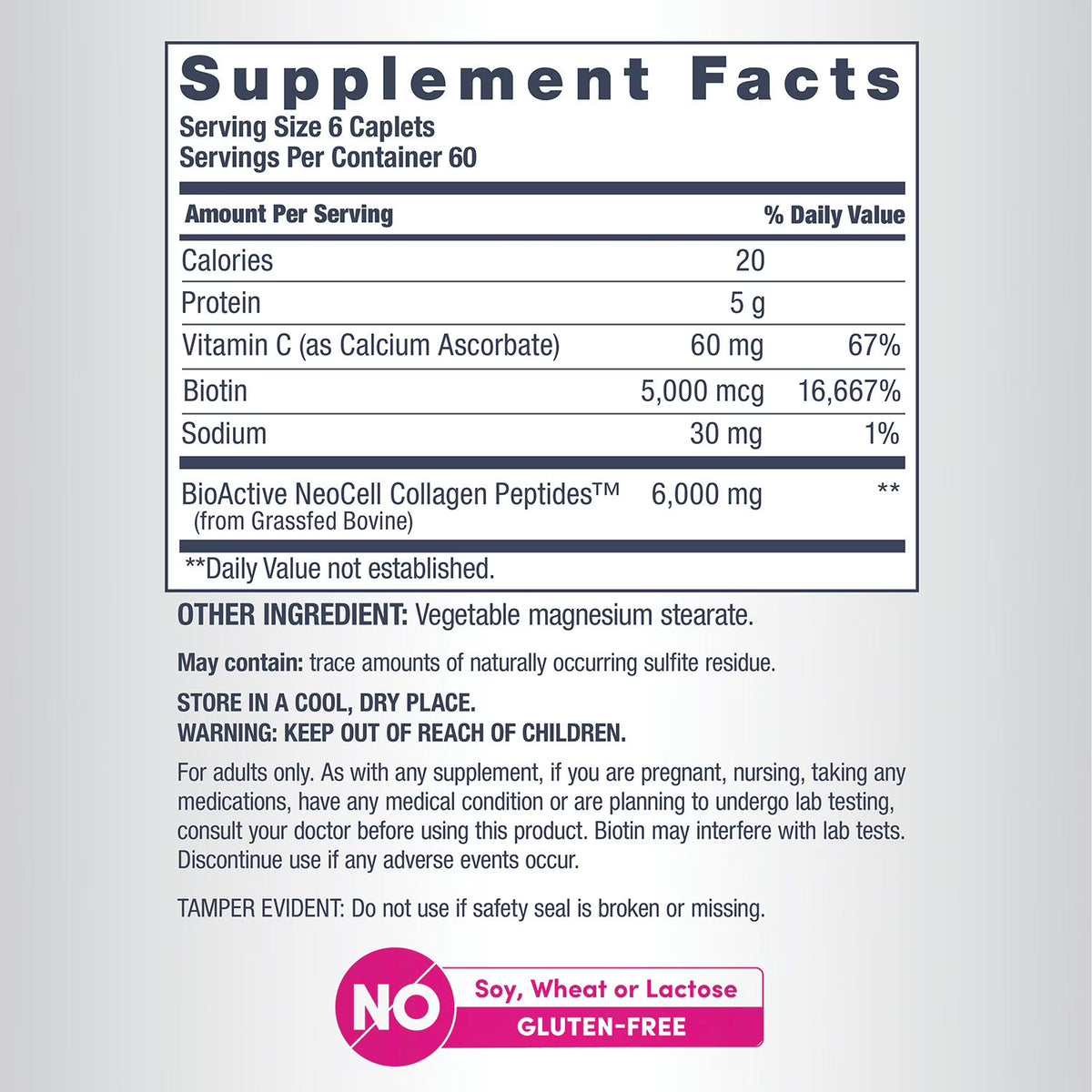 NeoCell Grassfed Collagen Peptides + Vitamin C & Biotin Caplets, 360 ct.