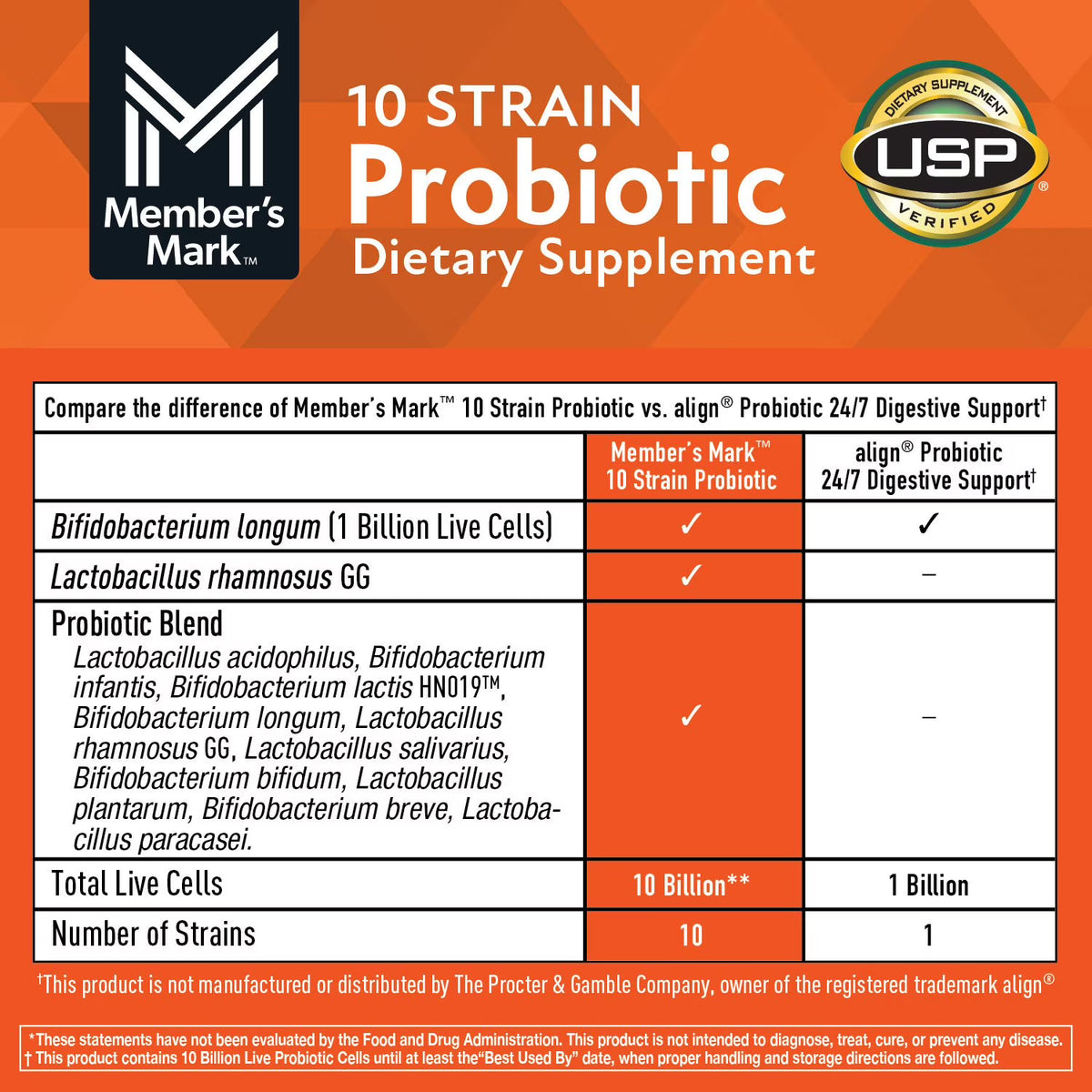 Member's Mark 10 Strain Probiotic Capsules, 84 ct.