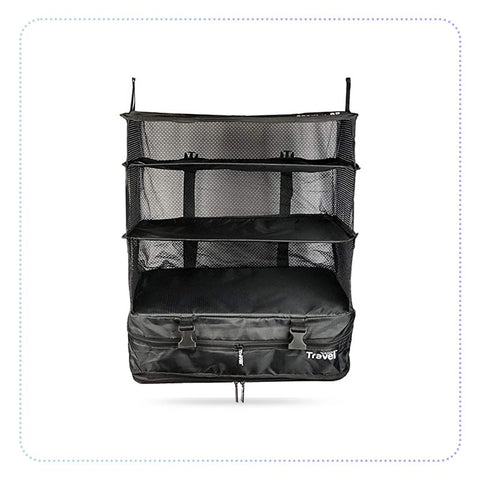 Stow N Go Luggage Organizer-အကန့်ကျယ် 3 ခုအပိုပါ ခရီးဆောင်အိတ်