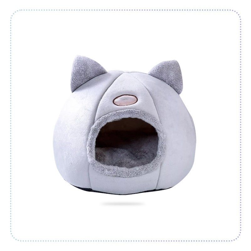 Puppy Bed Dog Cat Pet House- ကြောင်နားရွက်ပုံ အမွှေးနု တိအိပ်ရာ