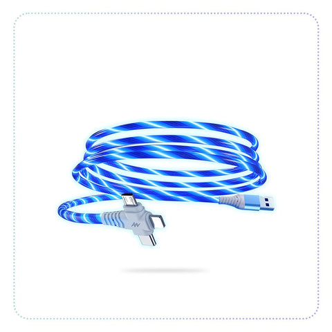 Flow Luminous 3 in 1 USB Cable for iPhone 13 12 11 Pro 3in1 2in1 Lighting Micro USB Type C 8-Pin charger for Huawei Xiaomi 1m- 3 ခေါင်းပါ မီးလင်းအားသွင်းကြိုး