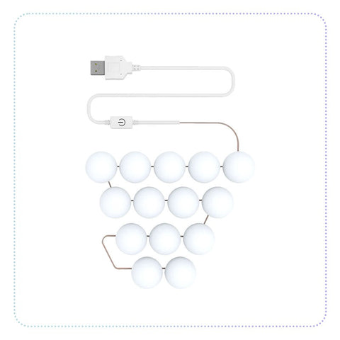 Professional Makeup Mirror with LED Lights, 14 Detachable Bulbs, USB, for Hollywood Vanity-အလှပြင်မှန်တပ် LED မီးလုံးတွဲ