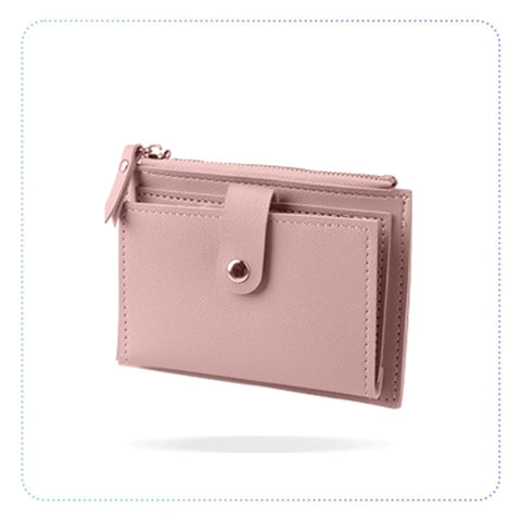 Fashion Women Wallets Leather Female Purse Mini Hasp Solid Multi-Cards Holder Coin Short Wallets Slim Small Wallet Zipper Hasp-အသေးသုံး ပိုက်ဆံအိတ်