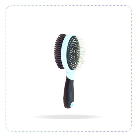 Groomer's Best Small Combo Brush for Cats and Small Dogs-တိအမွှေးကြမ်းဖြီး၊ ရှင်း၊ နှိပ် နှစ်ဖက်ဘီး