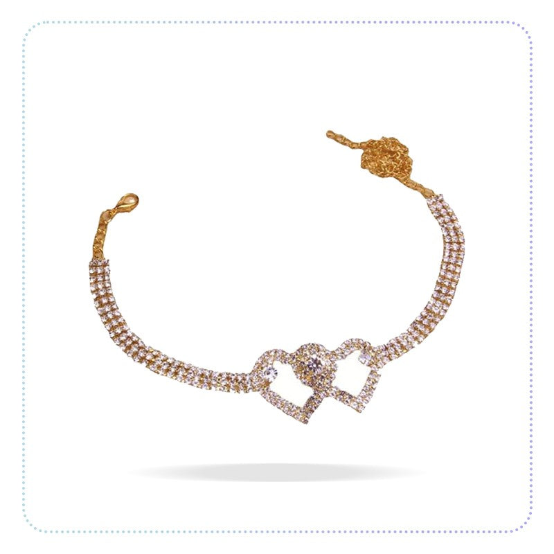 (Fancy) Double Heart Anklet-အသည်းပုံ စိန်စီခြေကျင်း