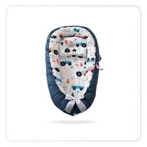 Little Archer & Co.™ Newborn Baby Nest - Easy to Move, Co-Sleeping, Breathable and Soft, 100% Cotton and Eco-Friendly (Grey and White)-မွေးကင်းစအိပ် ဘေးထိန်းမွေ့ရာ