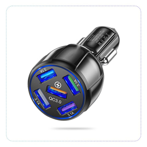 USLION USB Car Charger For Xiaomi redmi note 10 pro 3.0 15A 5 Port Quick Charge Car Charger-5 ပေါက်ပါ ကားသုံး အားသွင်းပလပ်တုံး