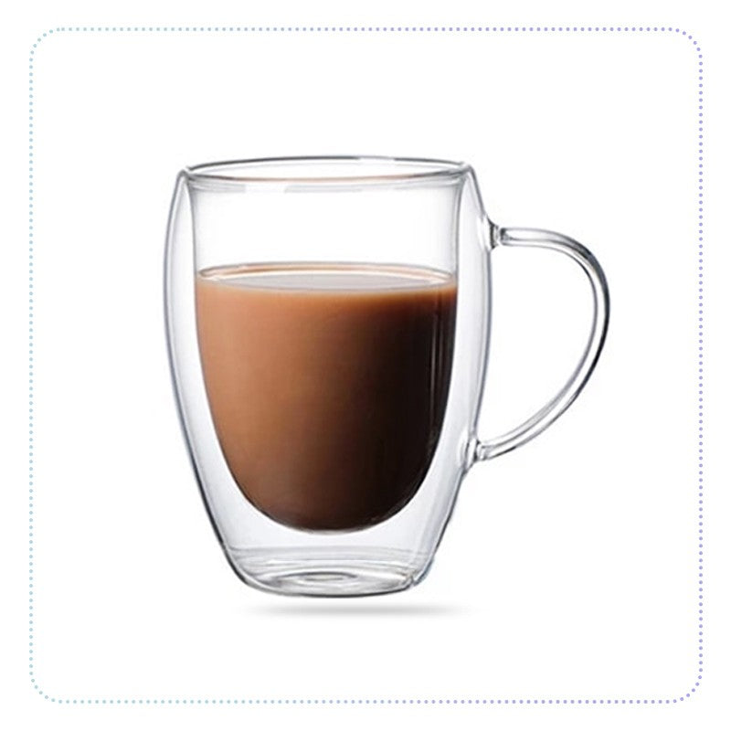 (Fancy)Heat Resistant Double Wall Borosilicate Glass Cup For Tea Milk Lemon Juice Coffee Water Bar Creative Gift-ဖန်သား 2 ထပ် အပူခံခွက်