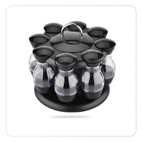 Rotating Spice Rack with Bottles Tabletop Seasoning Organizer Herb Spice Jars Bottle Organizer Case Kitchen Tools-မီးဖိုချောင်သုံး အစုံထည့်ဘူးဆိုင်း